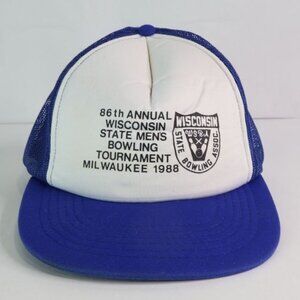 Vintage Wisconsin Bowling Tournament Hat Men's 1988 WSBA Mesh Cap Snapback